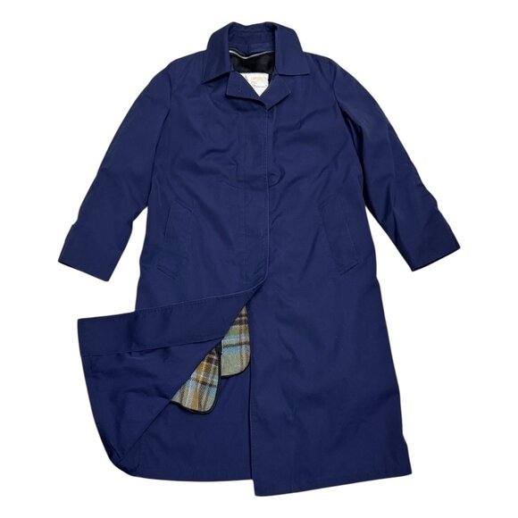 LONDON FOG Vintage Luxury Designer Blue Winter Business Trench Coat Womens 14 - Picture 2 of 9